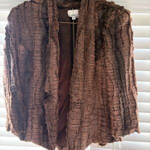 Brown  BEBE Fox Fur Blazer Jacket